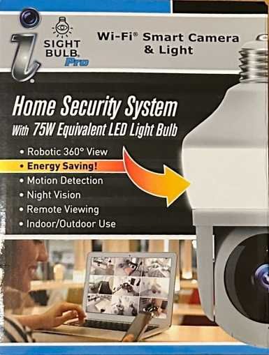 360 Degree Panning WiFi  Camera with 75W Equivalent LED Light Bulb